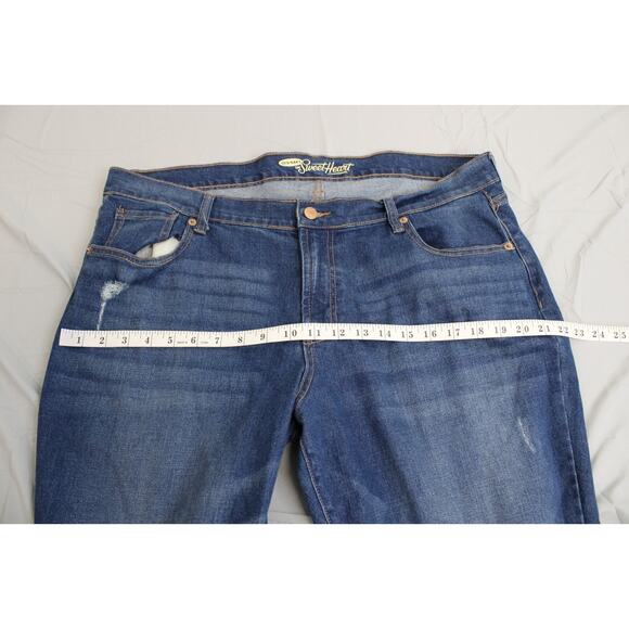 Old Navy Jeans Women's Size 16 Regular Blue Sweetheart Denim Straight Distressed - Picture 6 of 10